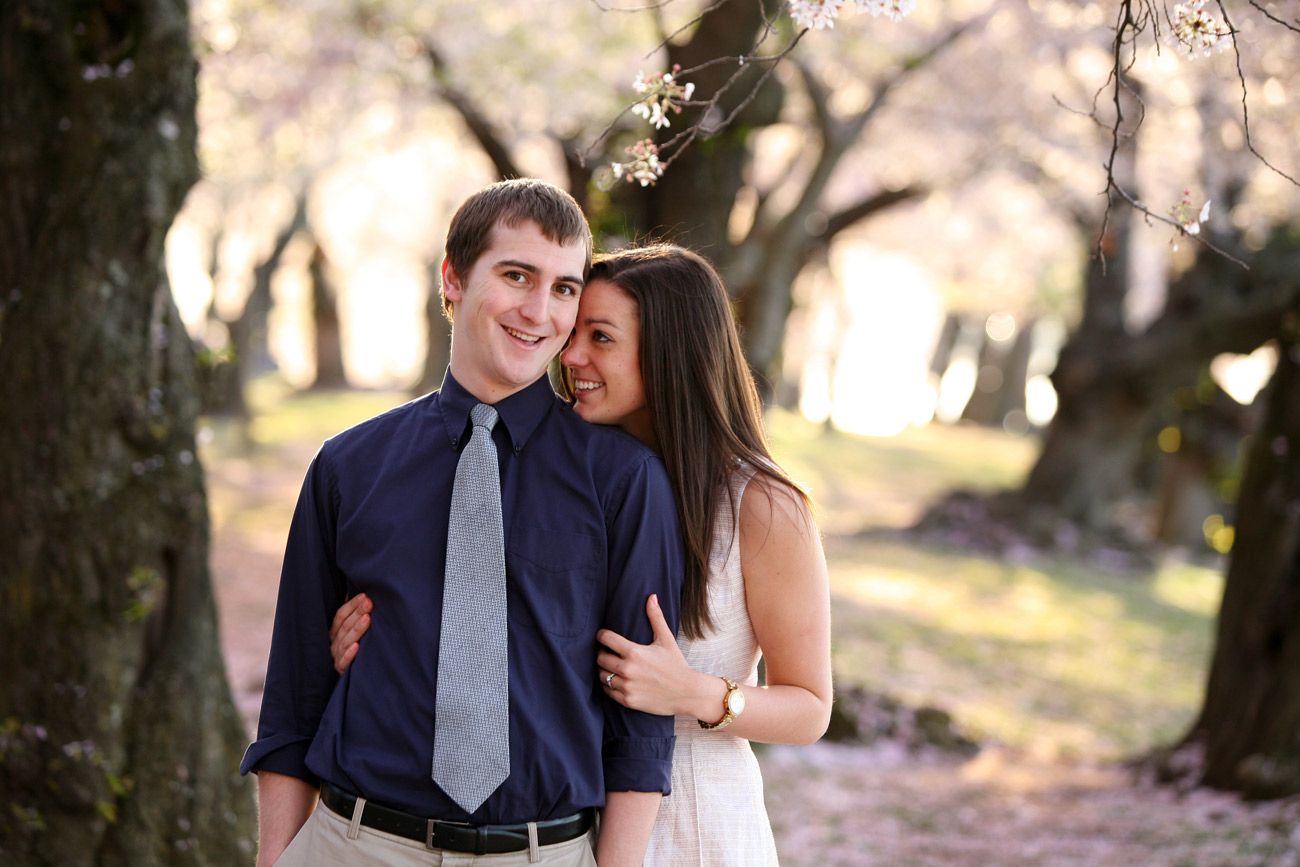 Megan and Johnny | sunrise engagement session under the cherry blossoms