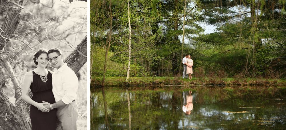 maternity session by the water reflection