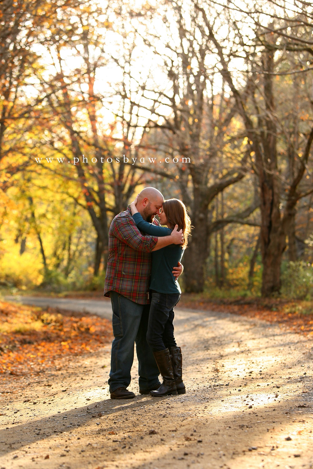 fall leaves dirt road photo session