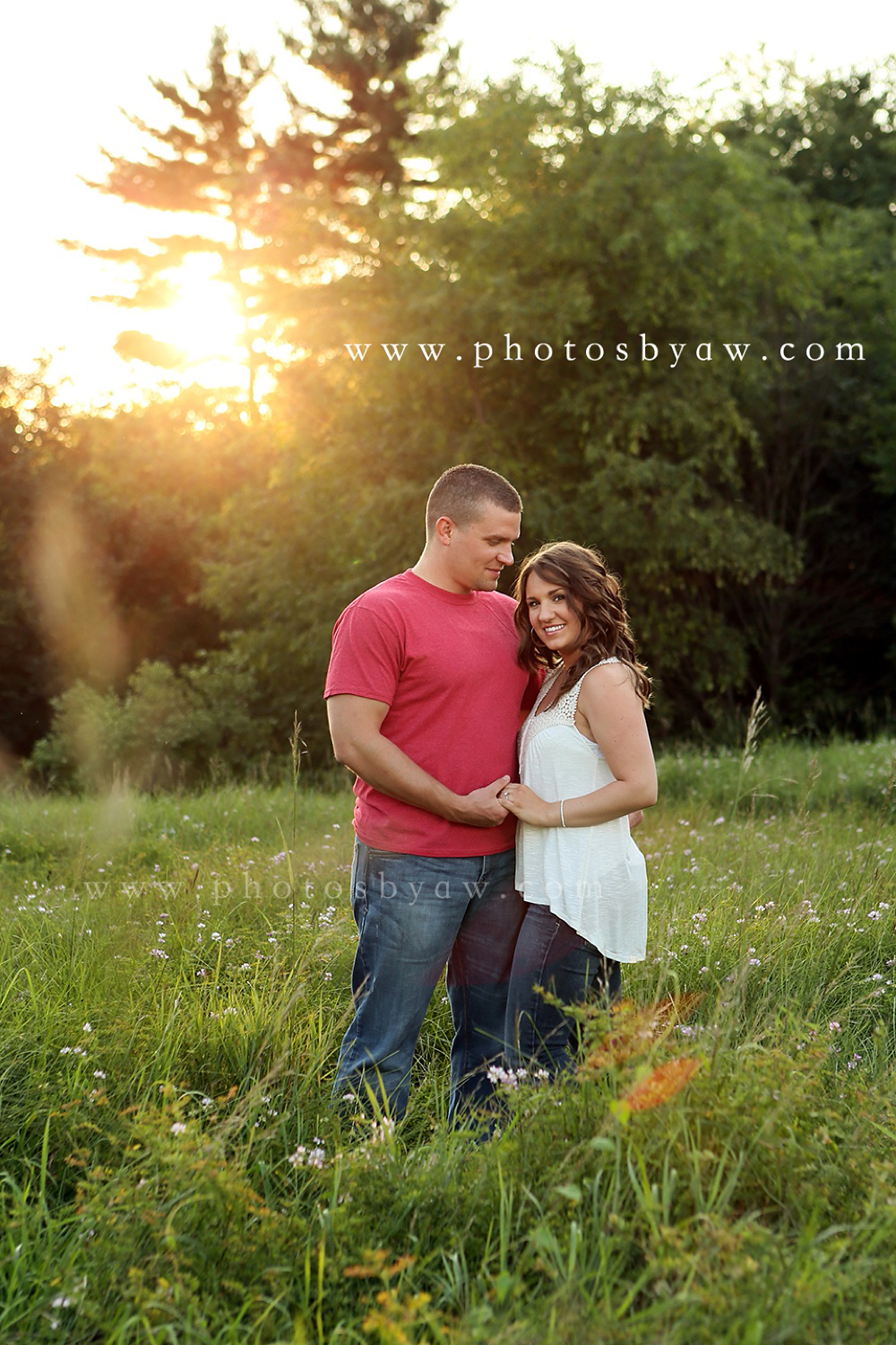 country engagement session in a field