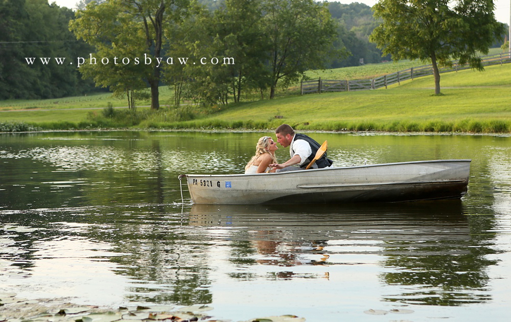 bride and groom rowboat