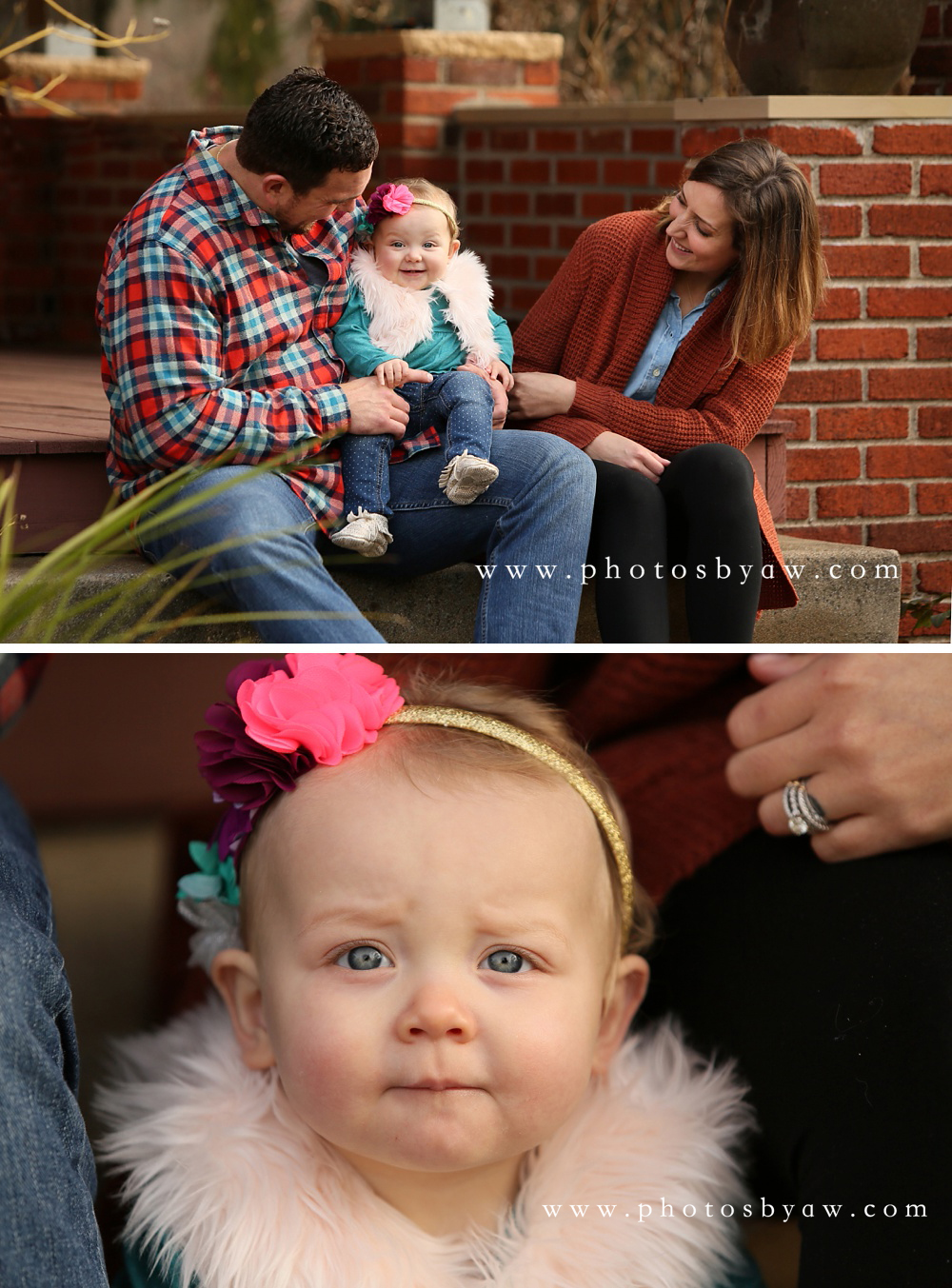 winter family photos fur vest