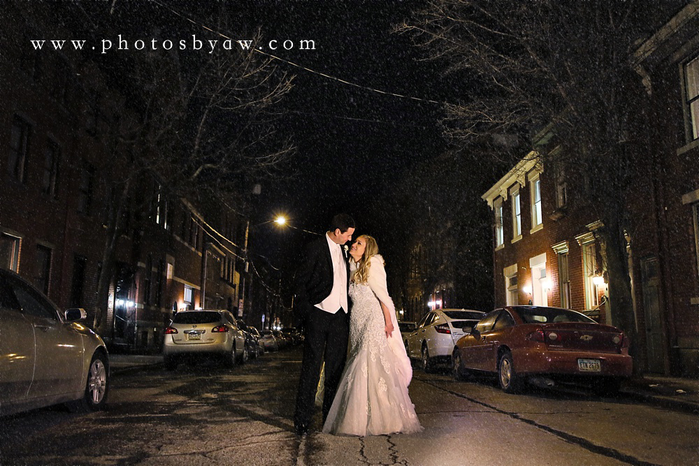 winter wedding after dark