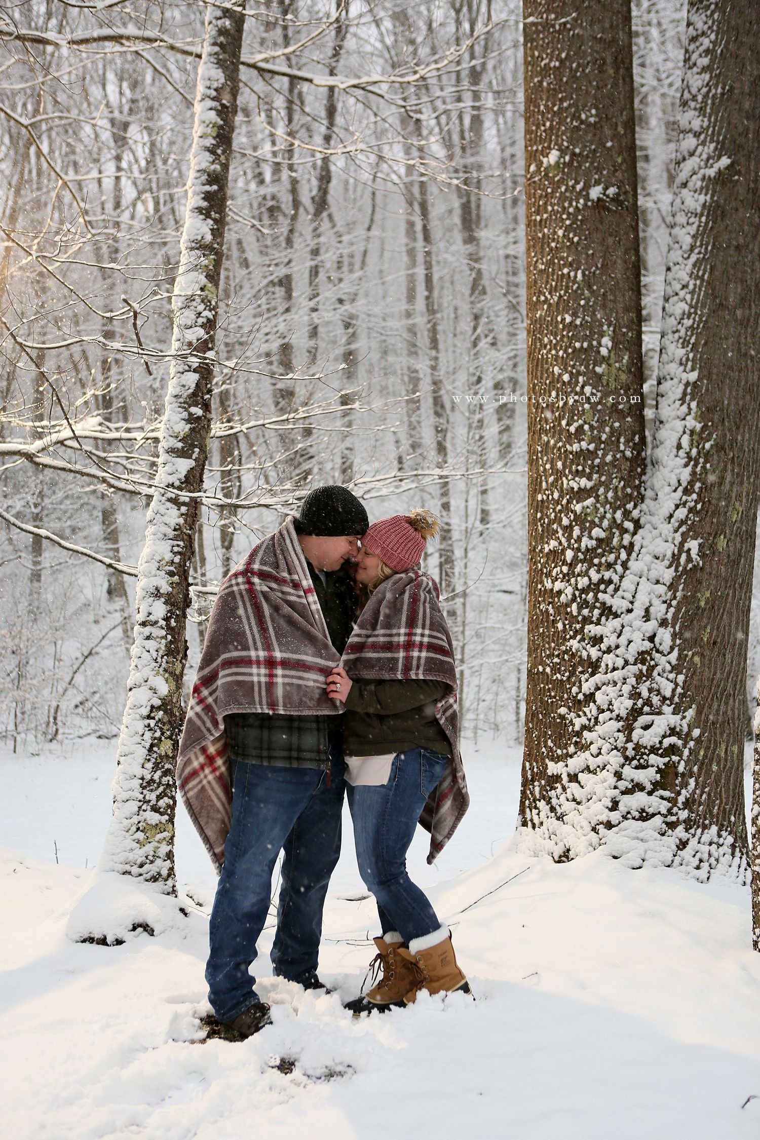 snowy woods engagement